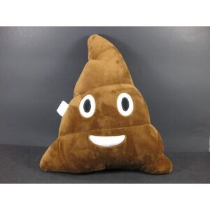 POOP Emoji Cushion Pillow Stitched FACE  Brown Plush Stuffed Velvet‎ Feel TOY